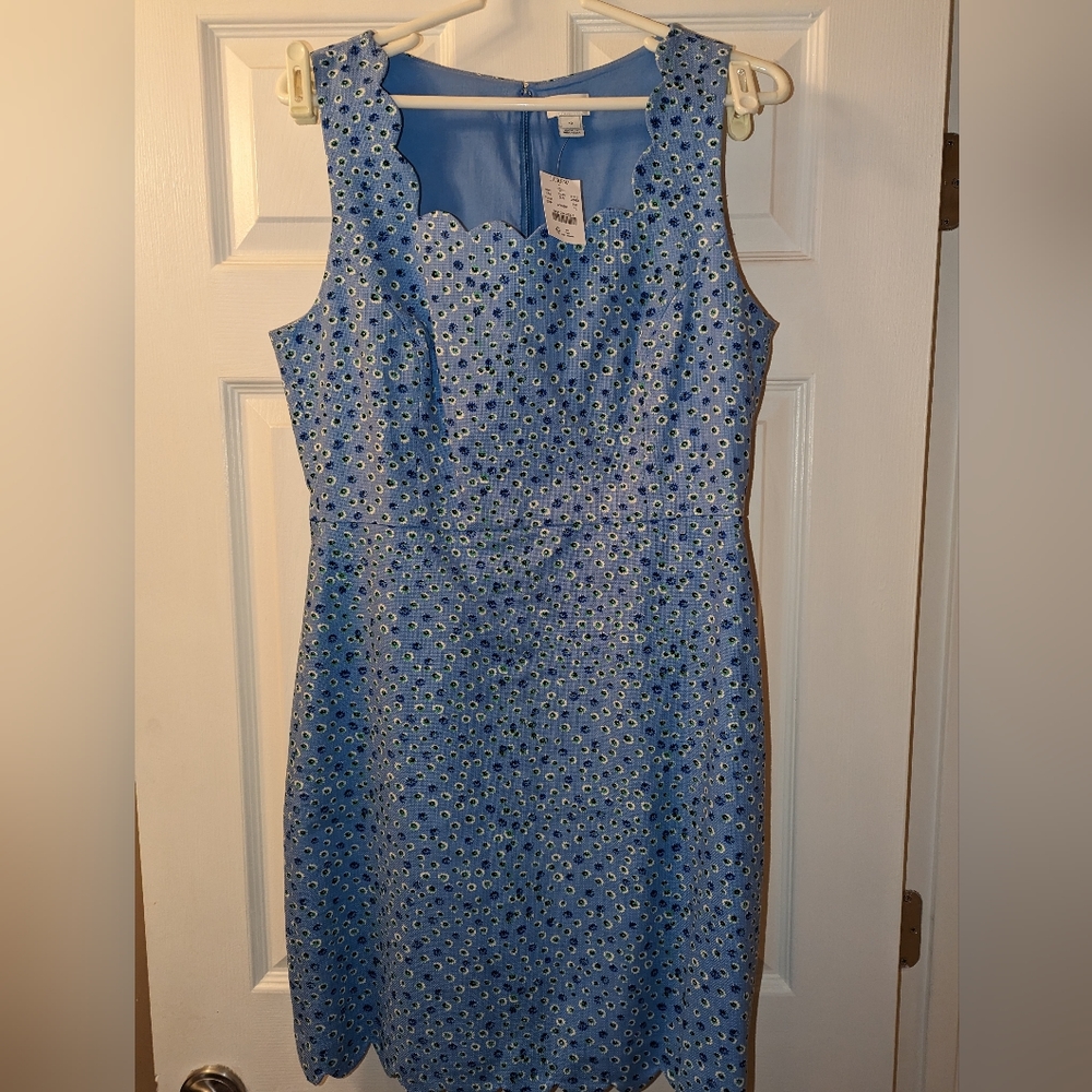 JCrew Blue Floral Sheath Dress Size 10